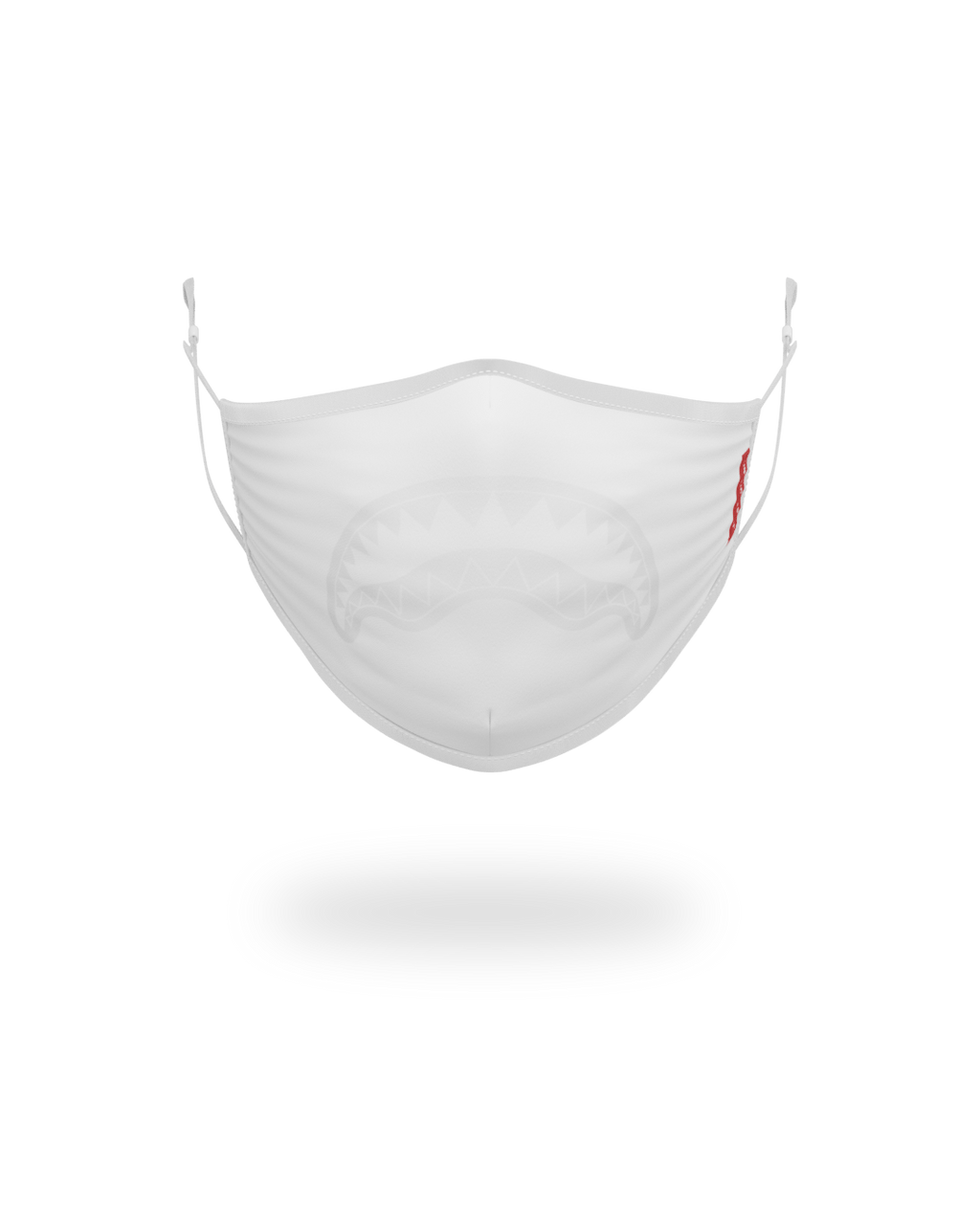 ADULT WHITE ON WHITE SHARK FORM-FITTING FACE MASK