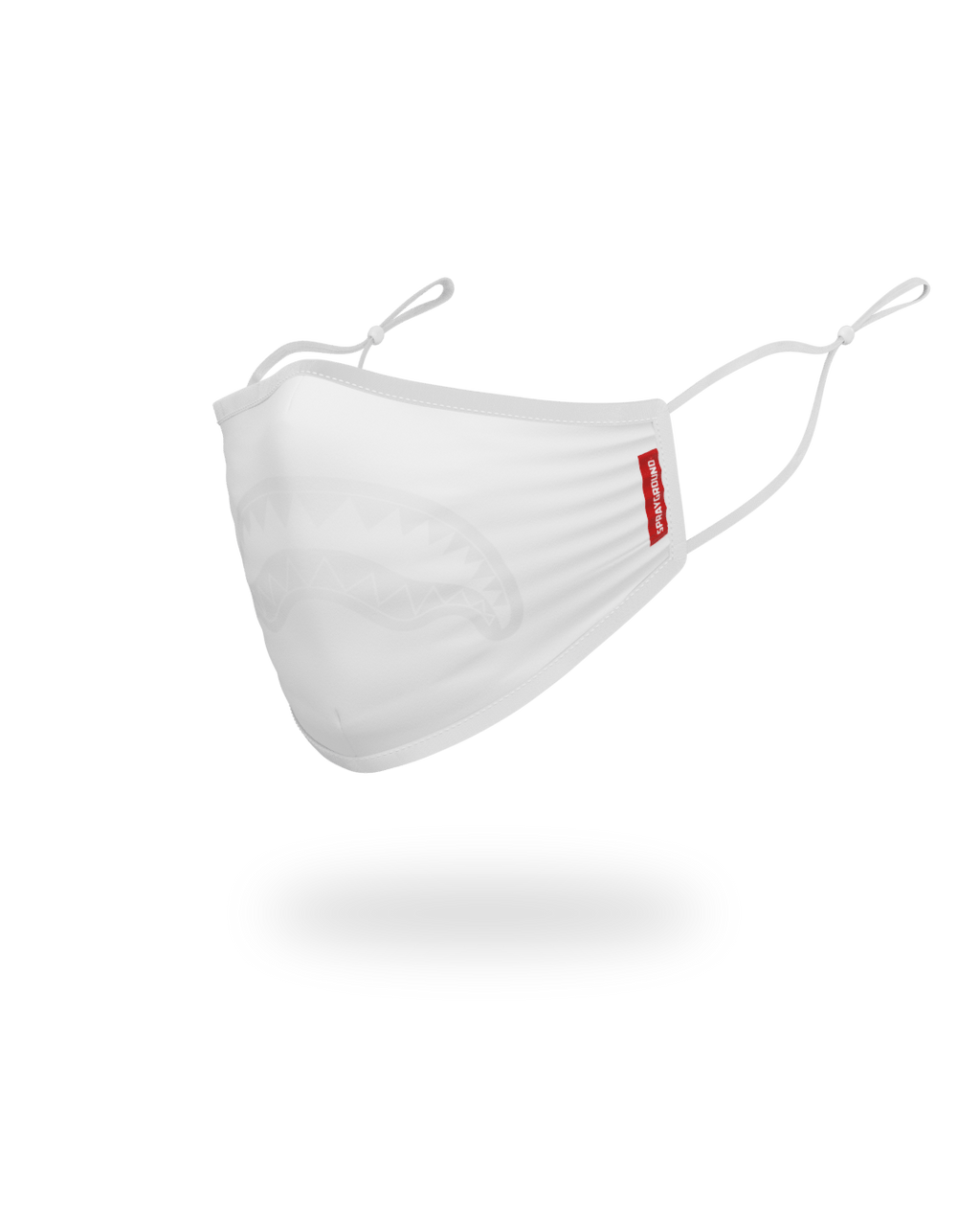 ADULT WHITE ON WHITE SHARK FORM-FITTING FACE MASK