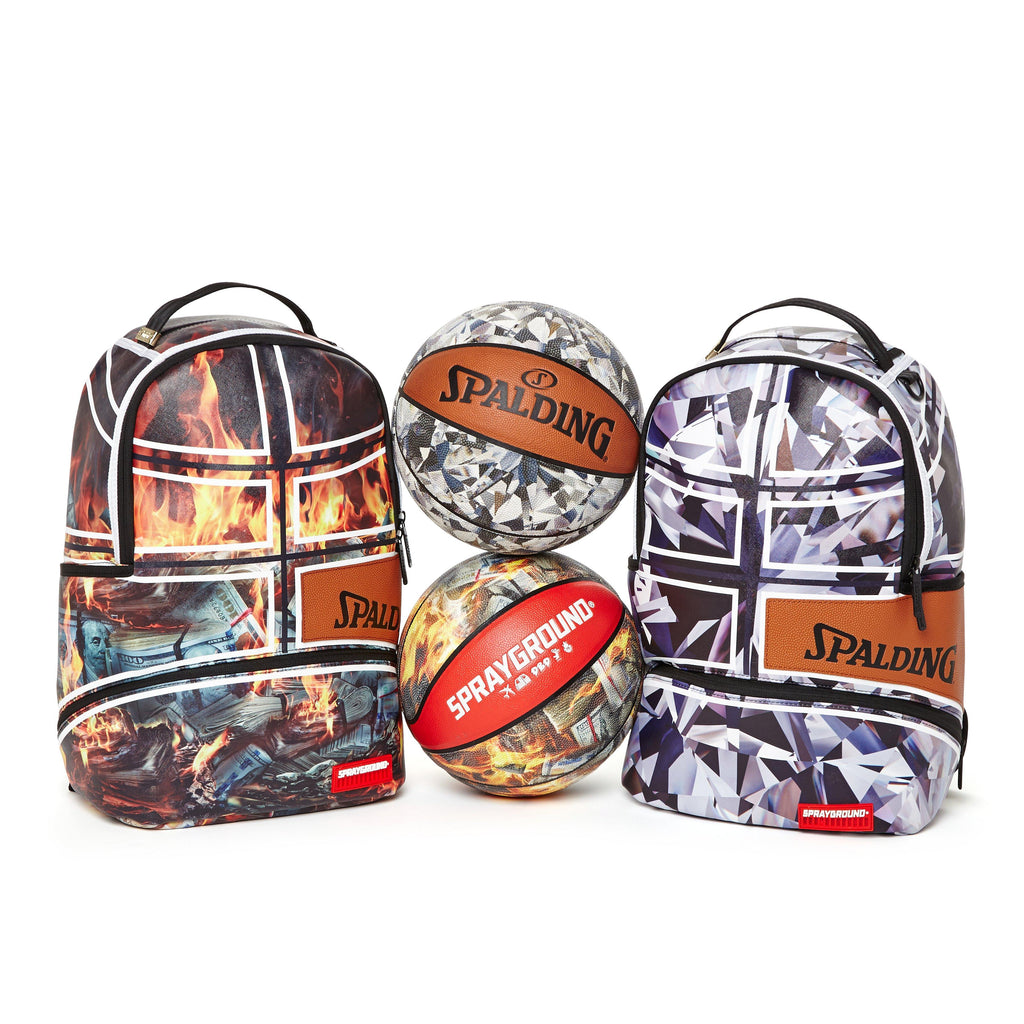 SPALDING X SPRAYGROUND FIRE MONEY BACKPACK