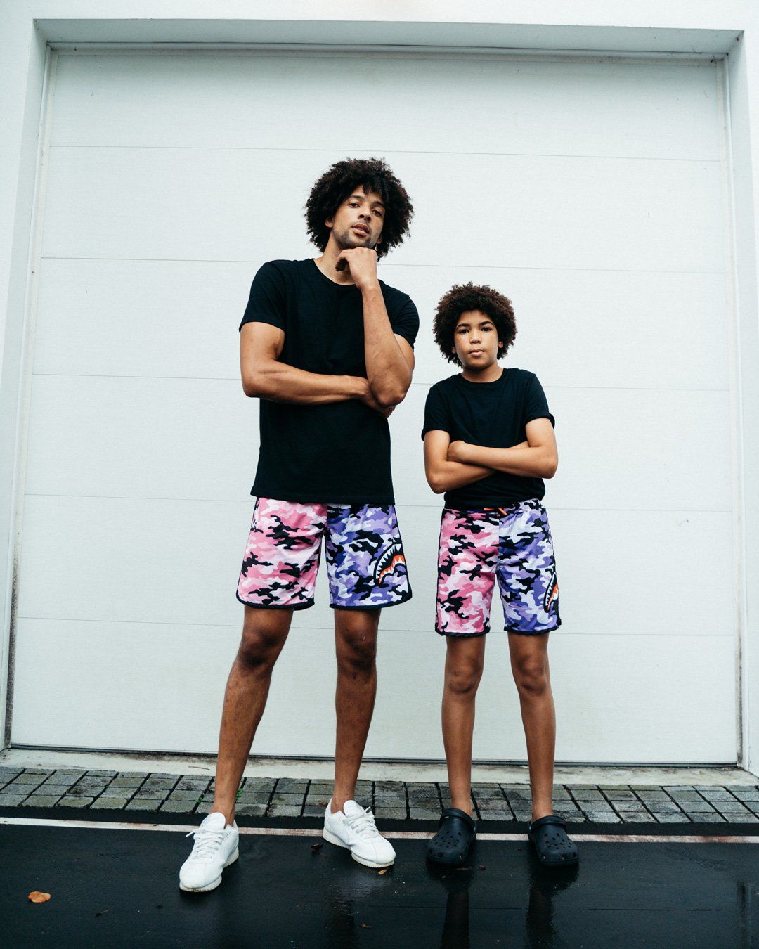 SPLIT CAMO CORTO SWIM TRUNKS