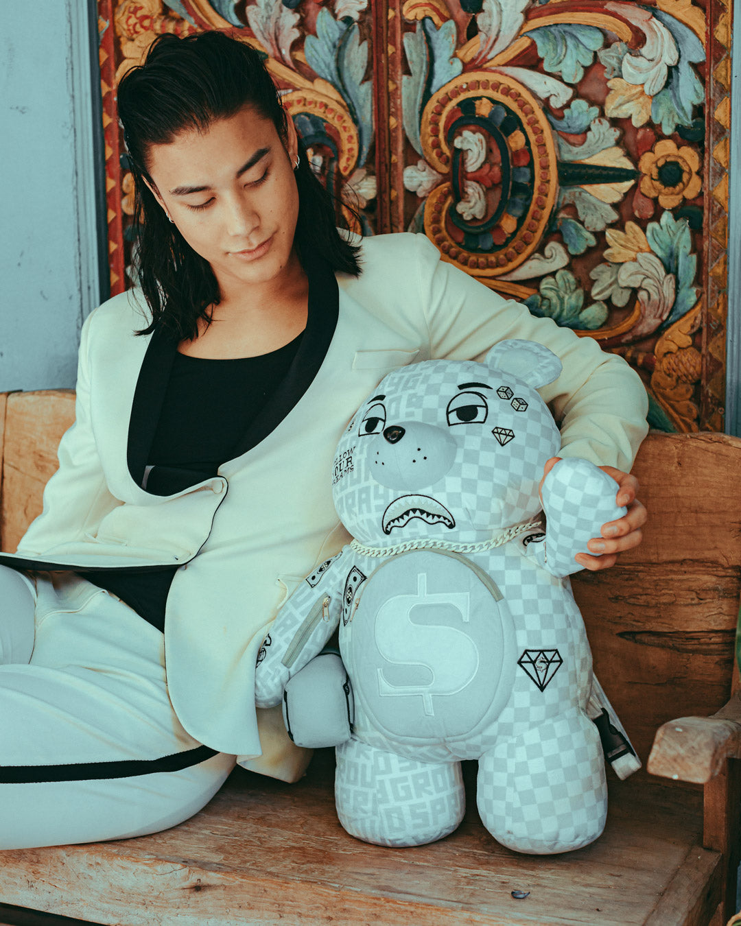 SPLIT THE CHECK (PEARL) MONEYBEAR TEDDYBEAR BACKPACK