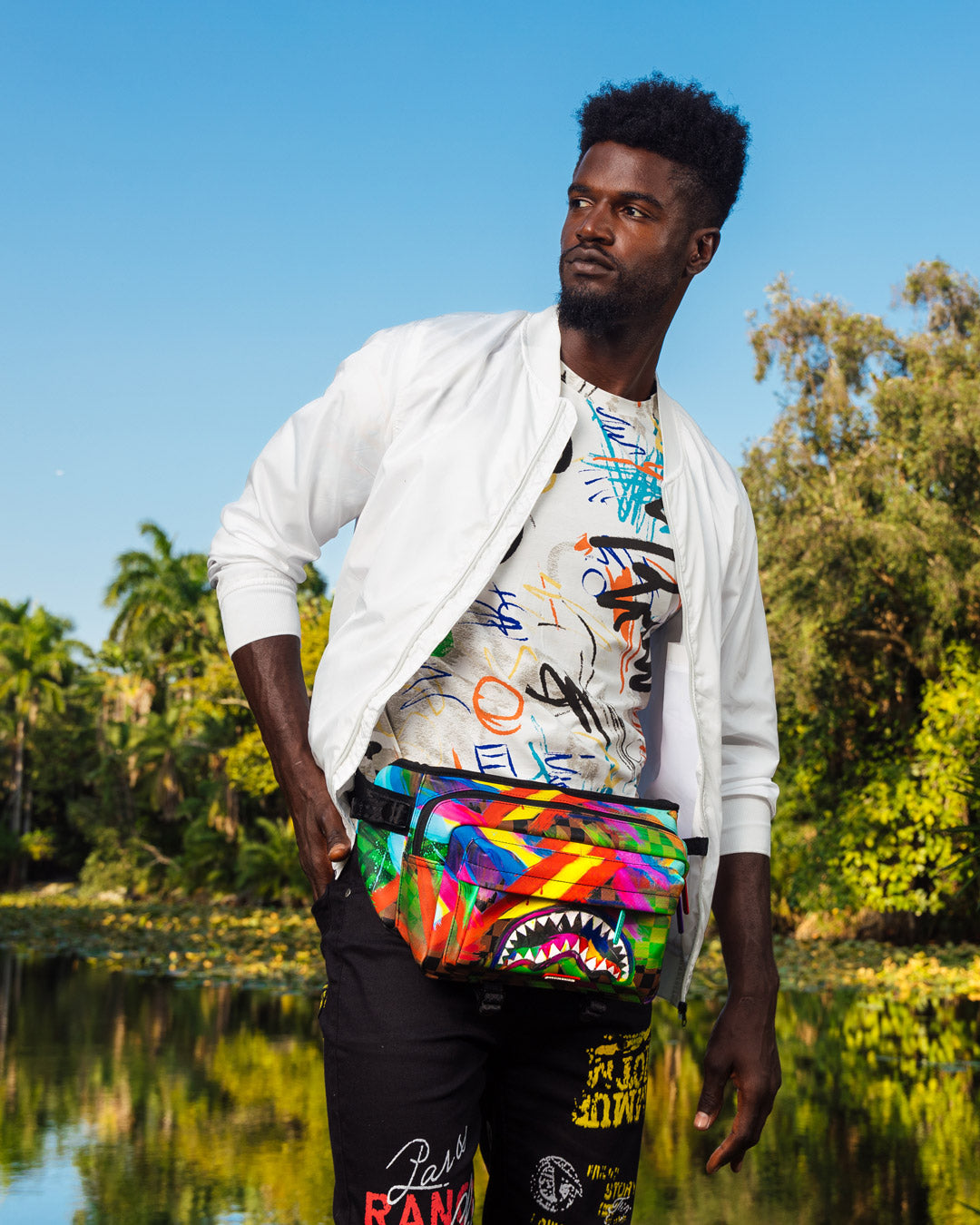 SHARKS IN PARIS CITY STREAKS CARGO CROSSBODY