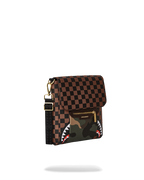 EXTERIOR GOLD ZIP POCKET SHARKS IN PARIS MESSENGER SLING BAG