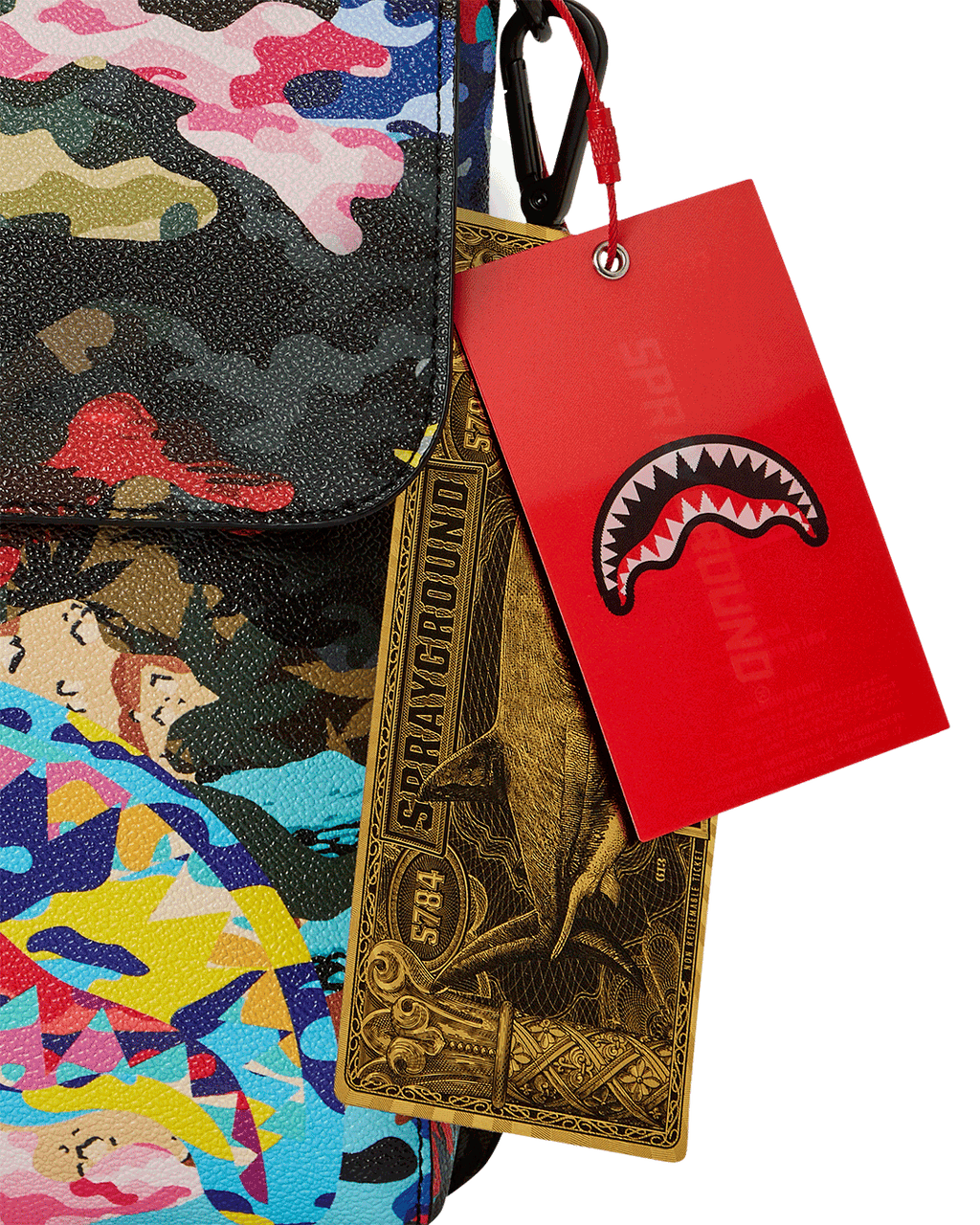 SLICED AND DICED CAMO MESSENGER SLING BAG