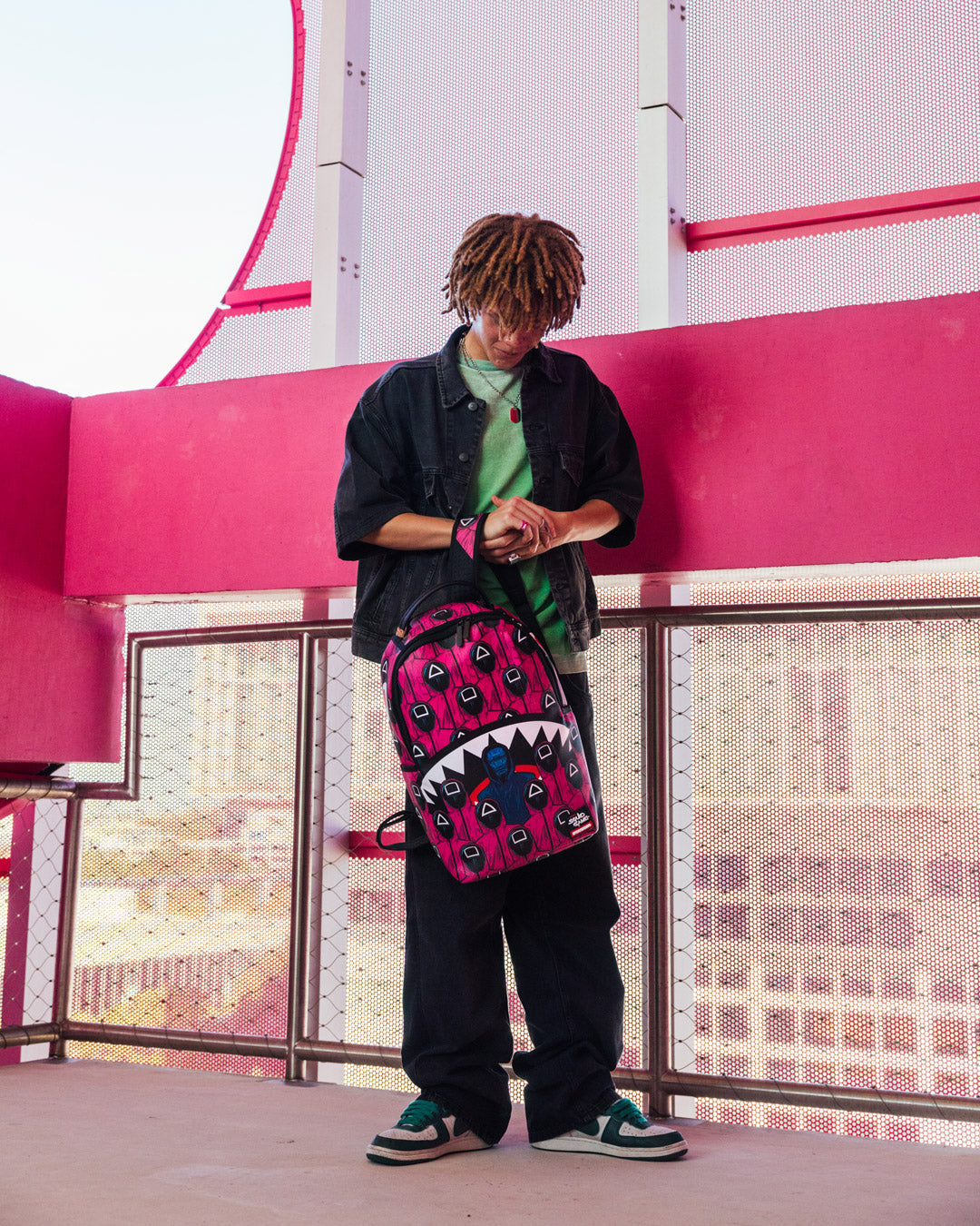 SQUID GAME COLLAB FRONT MAN & PINK GUARD SHARKS BACKPACK