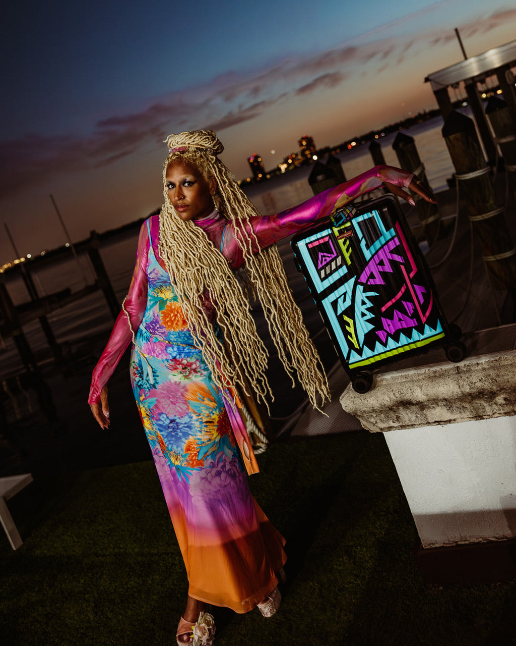 A.I. PATH TO THE FUTURE III HARDSHELL CARRY-ON LUGGAGE - SANDFLOWER COLLAB