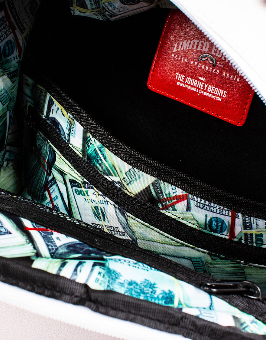 THE SPRAYGROUND DIY WHITE BACKPACK (VEGAN LEATHER & INNER MONEY LINING) & MARKERS INCLUDED